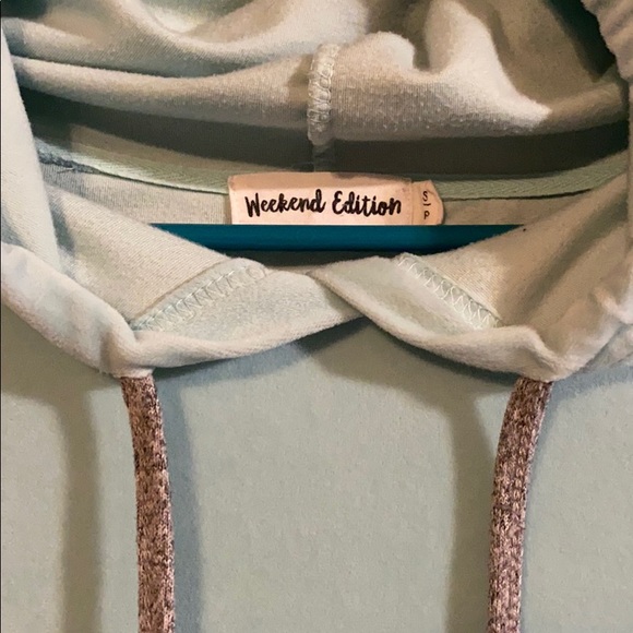 Teal Cozy Cropped Hooded Sweatshirt - Picture 2 of 4